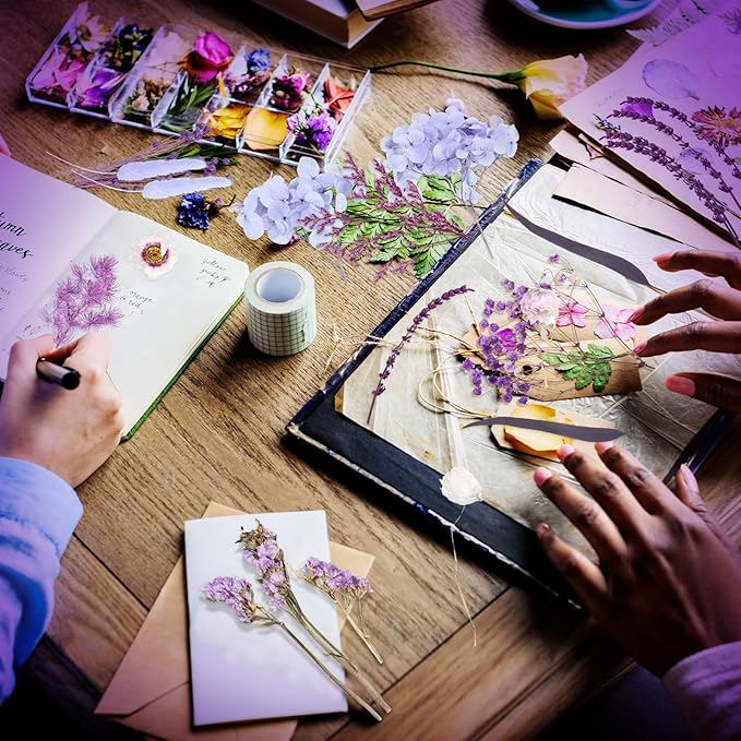 Woanger 2 Boxes Dried Purple Flowers Dried Flower for Resin Crafts Real Natural Leaves Petals 13 Types Pressed Flowers for DIY Candle Nails Making Jewelry Scrapbooking Soap Wedding Home Decor