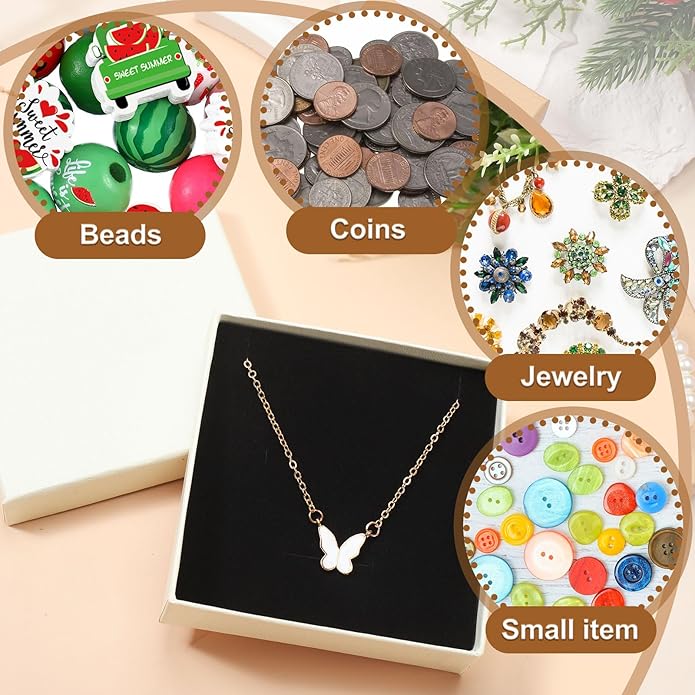 Tenceur 100 Pcs Valentines Jewelry Gift Boxes Bulk Kraft Jewelry Cardboard Box for Necklace Earring Bracelet Storage Package