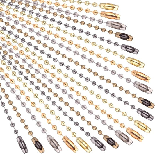 Hicarer 200 Pack Colored Bead Keychain Metal Hanging Chains 4.72 Inch Keychains Necklace Connector for Hanging Ornament Jewelry Tag (Metallic Color)