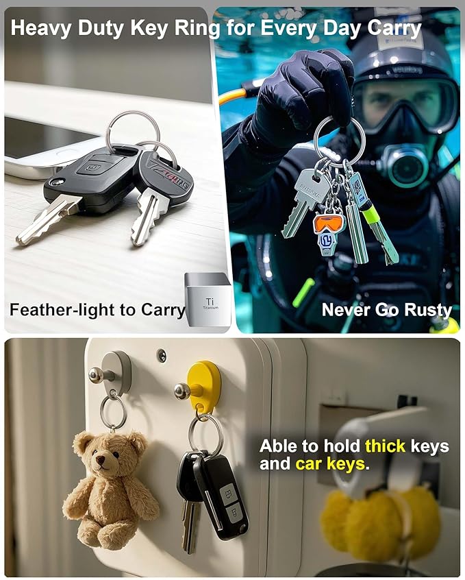 Titanium Key Rings Heavy Duty Side Push Split Key Chain Rings for Key Carabiner Quick Release Keychain Rings