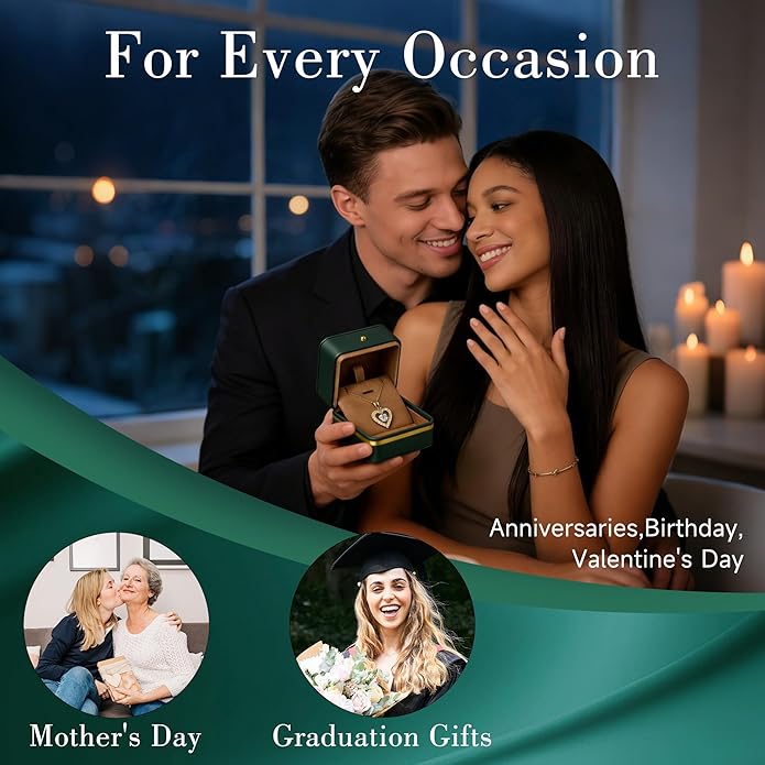 Heart Pendant Necklace for Women: Luxury Gift for Wife Girlfriend Mom/Her - 3ct D Color Moissanite - Gold Jewelry with Gift Box- Hypoallergenic & Adjustable Chain - Daily & Special Occasion Wear