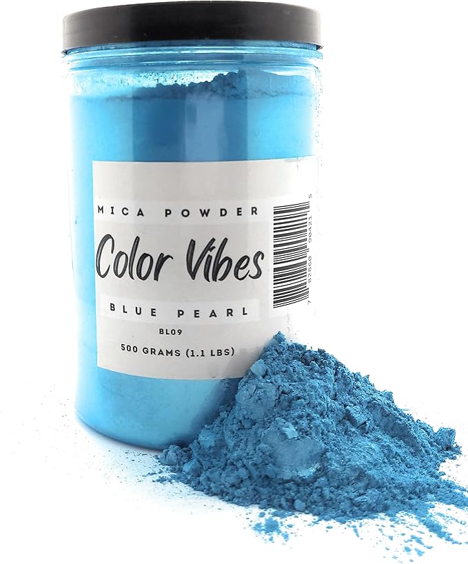 Pearl Mica Powder Pigment Dye - 500 Grams (1.1 lbs) - Best Bulk Price for Fine Arts, Crafting, Painting, Bath Bomb Soap Candle Slime Jewelry Making, Epoxy Resin, Woodworking (Blue BL09)