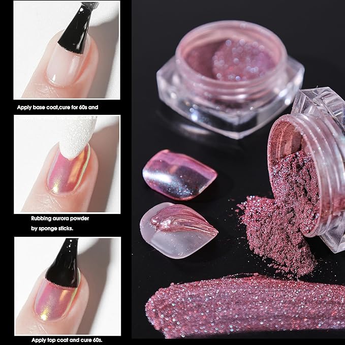 Metallic Chrome Nail Powder Kits 21 Jars Fantasy Mirror Nail Art Glitter Magic Chrome Effect Elegant Gold Pink Green Rubbing Pigment DIY Decoration for Gel Polish Nails Supplies