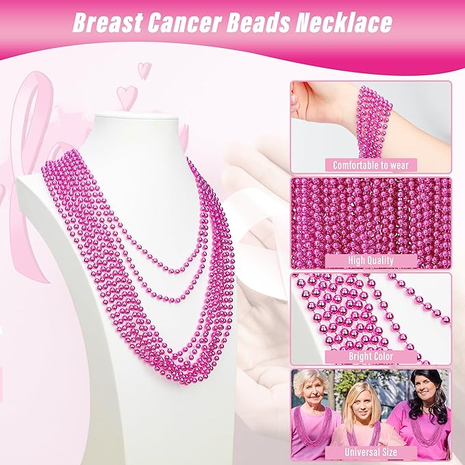 Breast Cancer Awareness Accessories, 100PCS Breast Cancer Beads Bulk Decorations, Toy Necklaces Bead, Bead for Party Parade Supplies Favors Stuff