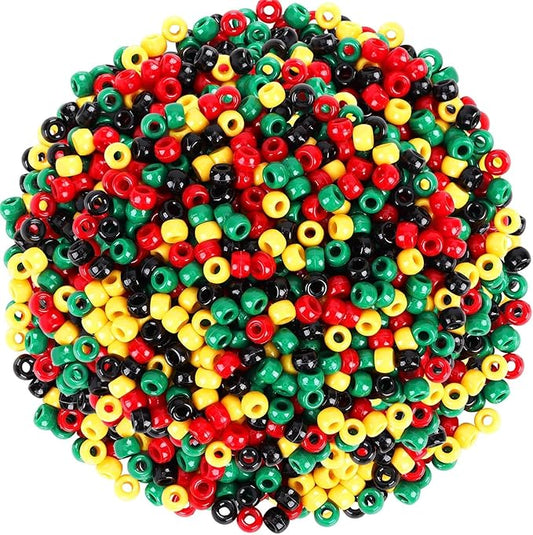 UPINS Juneteenth Beads,1200Pcs Red Yellow Green Black Beads for Jewelry Making DIY Crafts Black History Month Beads Party Decoration Necklace Bracelets