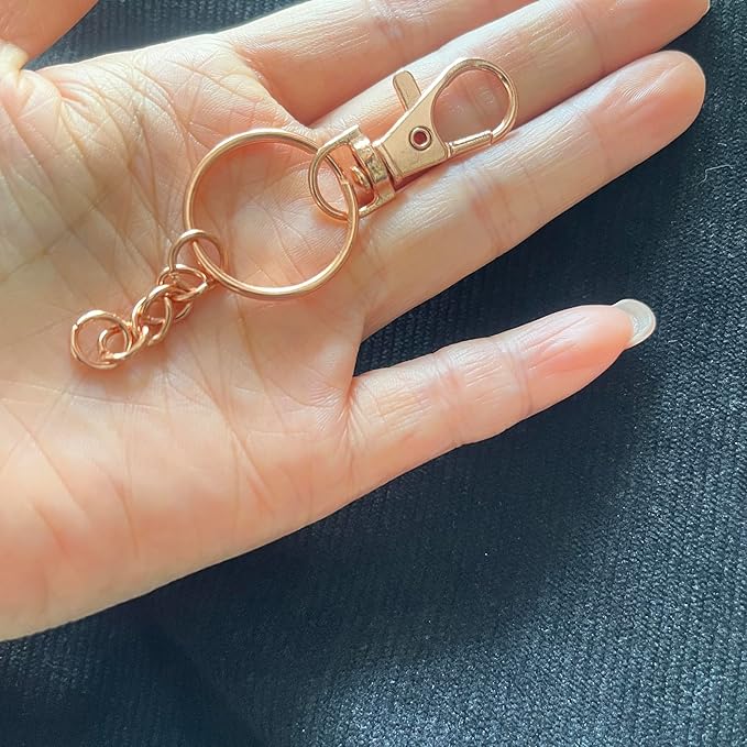 100 Pcs Swivel Snap Hook and Key Rings with Chain and Jump Rings for Keychain Lanyard DIY Jewelry Crafts Accessories(50 Lanyard Snap Hooks+50 Key Ring with Chains) (Rose Gold)