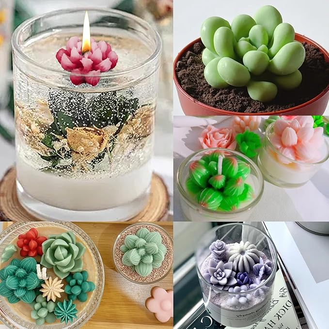 7 Cavity Succulent Candle Mold for Candle Making, 3D Succulents Silicone Molds for Scented Candle Soaps Making, Wax, Resin Casting, Dessert Mousse Cake Decoration