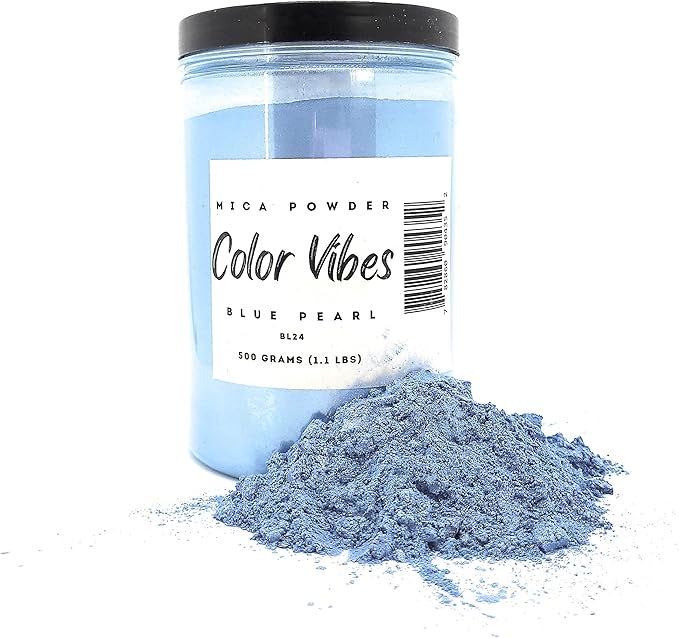Pearl Mica Powder Pigment Dye - 500 Grams (1.1 lbs) - Best Bulk Price for Fine Arts, Crafting, Painting, Bath Bomb Soap Candle Slime Jewelry Making, Epoxy Resin, Woodworking (Blue BL24)