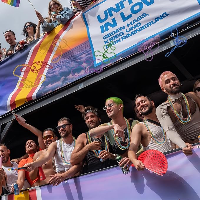 Pride Beads Stuff, LGBTQ Necklace Accessories,100PCS 6 Kinds of LGBTQ Metallic Beads Necklaces Bulk, Gay Lesbian Pride Necklace, Costumes Decor for Pride Month Parade Throws Party Favors