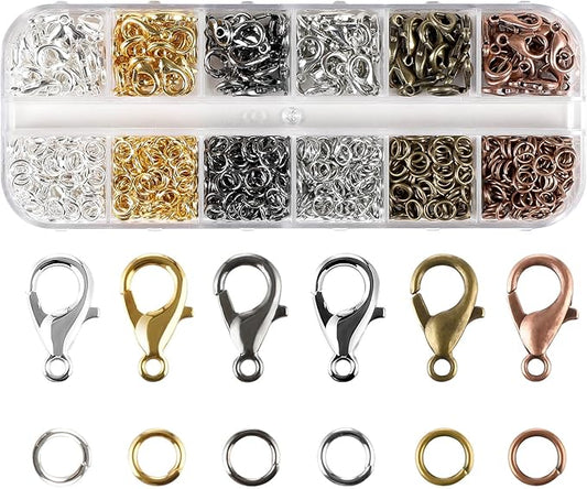 960Pcs Lobster Claw Clasps and Open Jump Rings Set,Lobster Clasps for Jewelry Making, Keychains,Bracelet and for DIY Bracelet Necklace Jewelry Making