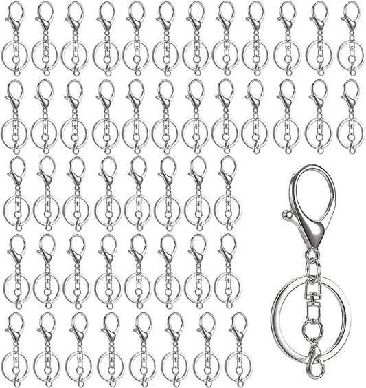 ZEONHAK 50Pcs Lobster Claw Clasps Keychain with Swivel Trigger Clips, Metal Hook Clasps, Flat Split Rings & Mini Lobster Clasps, Jewelry Making Supplies Kit for DIY Crafts, Necklaces, Bracelets