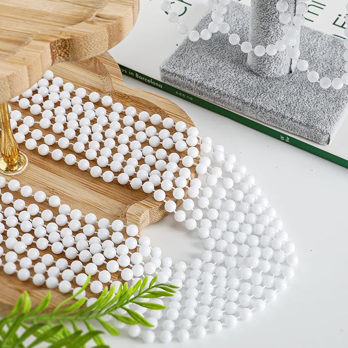 Beaded Necklace, 100PCS White Mardi Gras Beads Stuff Party Favors, 33" Holiday Toy Costume Bulk, Festival Parade Throw Accessories for Wedding Birthday Celebrations Decoration