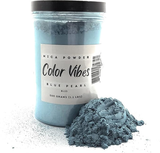 Pearl Mica Powder Pigment Dye - 500 Grams (1.1 lbs) - Best Bulk Price for Fine Arts, Crafting, Painting, Bath Bomb Soap Candle Slime Jewelry Making, Epoxy Resin, Woodworking (Blue BL23)