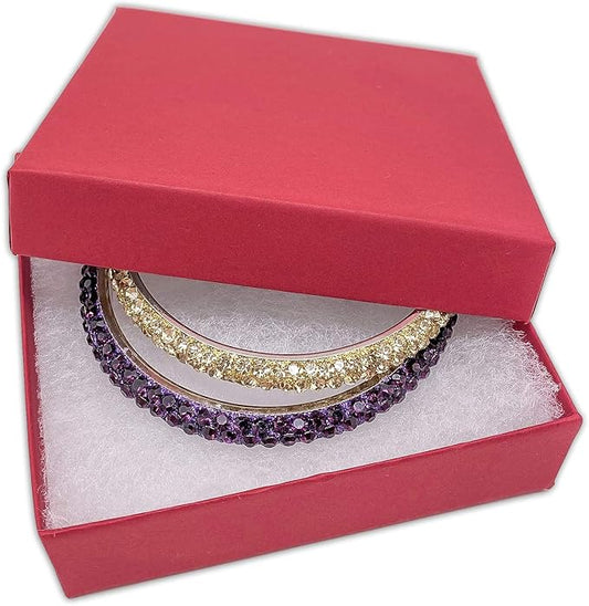 TheDisplayGuys - 100-Pack #34 Cotton Filled Cardboard Paper Jewelry Boxes Gift Case - Matte Red (3.9" x 3.9" x 2.0") - for Shipping or Storage