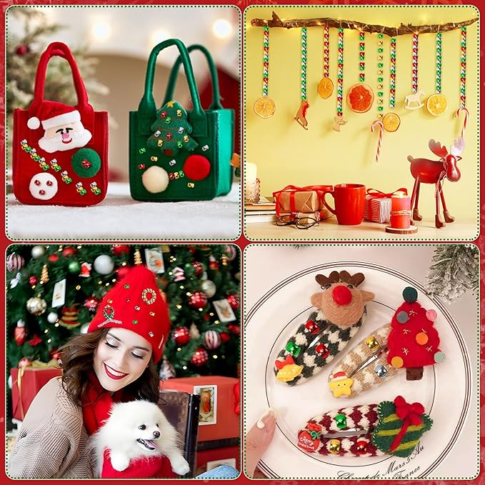 UPINS Christmas Pony Beads - 1200 Pcs Red, Green, Silver, Gold for Craft Jewelry Making