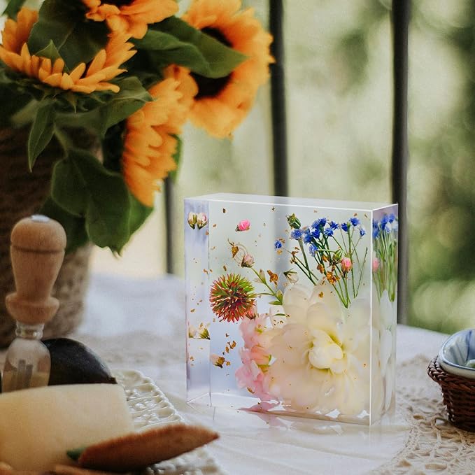 Resin Molds Silicone,Epoxy Resin Casting Craft Mold for Flower Preservation Bookends DIY Art (Square)