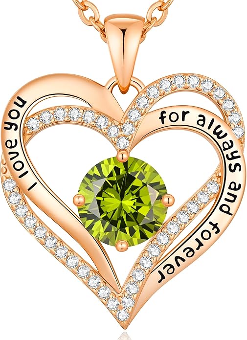 CDE Valentine's Day Gift Forever Love Heart Necklaces for Women, Wedding Anniversary, Birthday Mothers Christmas Day Gifts for Mom, Mother, Wife, S925 Silver Jewelry with Birthstone Pendant