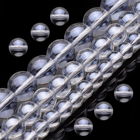 Youngbling Natural Crystal Beads for Jewelry Making,8mm Clear Quartz Polished Round Smooth Stone,Genuine Real Stone Red Beads for Bracelet Necklace 15 Inch(Clear Quartz,8mm)