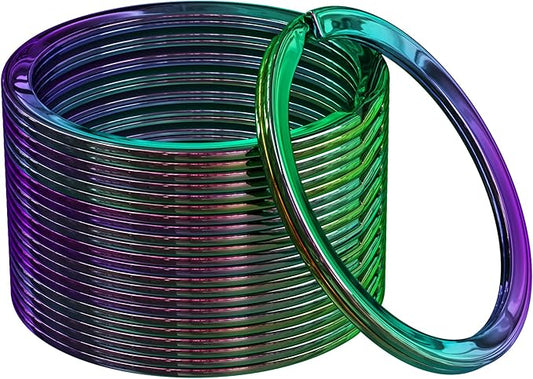 Key Rings Flat Split Keychain Bulk – Heavy Duty 1.18" (30 mm) Keyring – Organize Fast for Car & Home, Lanyards, School/Office/DIY – Metal Dog Tag Rings – Silver/Gold/Rainbow/Gunmetal