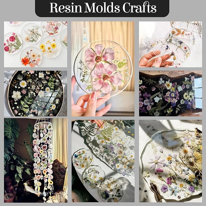 85Pcs Black Dried Flowers for Crafts, Natural Pressed Flowers for Crafts Real Dried Pressed Flowers Dry Leaves for Resin, DIY Art, Scrapbook, Nails Decor, Jewelry, Candle & Soap Making, with Tweezers