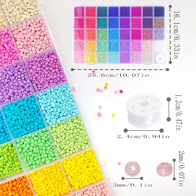 THUTEP 15600 pcs 39 Color 3mm Seed Beads, Tiny Craft Beads for Bracelet Making, Bracelet Kits for DIY Jewelry Craft(Mixed)