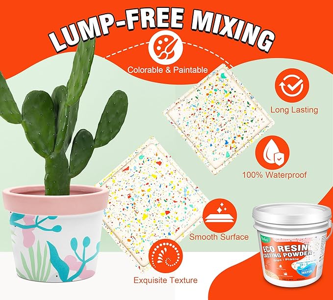 Eco Resin Casting Powders 4500g/10LB - Water Activated Plaster Powder, Easy Mixing & Self Leveling, Fast Cured 20~30 Minutes Demold, Resincrete Powder for DIY Crafts, Home Art, Sculpture & Molds