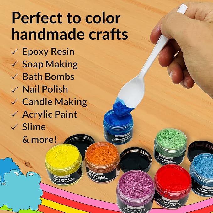 HIPPIE CRAFTER Mica Powder - Pigment Powder for Epoxy Resin, Resin Color Pigment, 24 Pastel Colors Mica Set for Epoxy Art, Acrylic Paint, Craft Projects, and DIY Décor