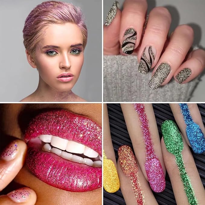 CIYOWTA Fine Glitter for Epoxy Resin, Set of 40 Colors, for Tumblers Cup Glass Slime, Cosmetic Ultra Fine Glitter for Nails Body Face Hair