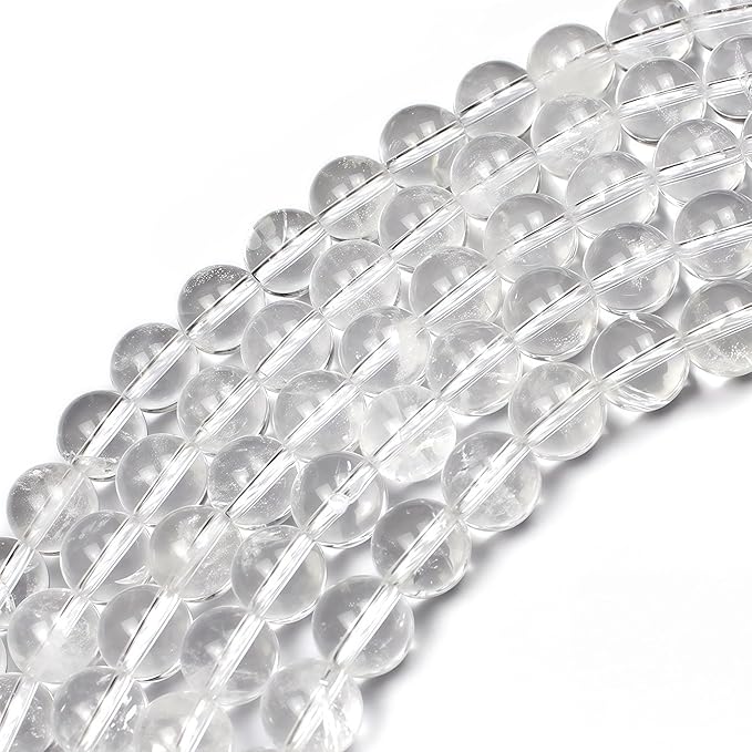 MJDCB 7A Natural White Clear Quartz Round Beads Gemstone Beads for DIY Necklace Bracelat Jewelry Making Strand 15" (12mm)