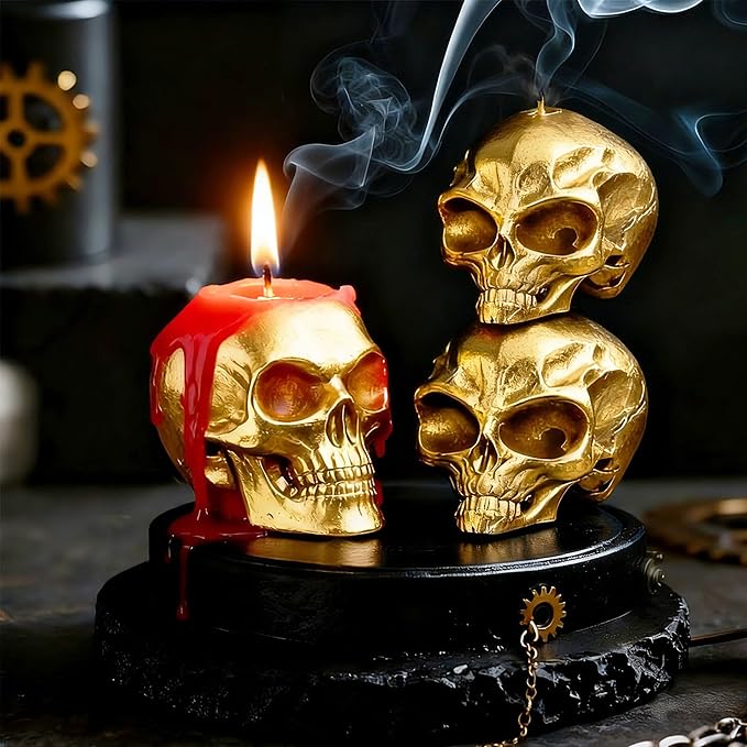 3D Skull Mold 2ps Humans and Aliens Resin Keychain molds Silicone Molds for Resin, Candle, Ice Cubes, Clay, Pendants, Soap Casting, Halloween Home Decoration