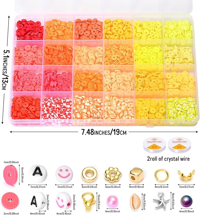 Ilootm Friendship Bracelet Kit, 16800pcs, 96 Colors Polymer Clay Beads & 24 Colors Glass Seed Beads, 400 Letters Beads，Bracelet Making Kit for DIY Jewelry Making&Friendship Bracelet Making