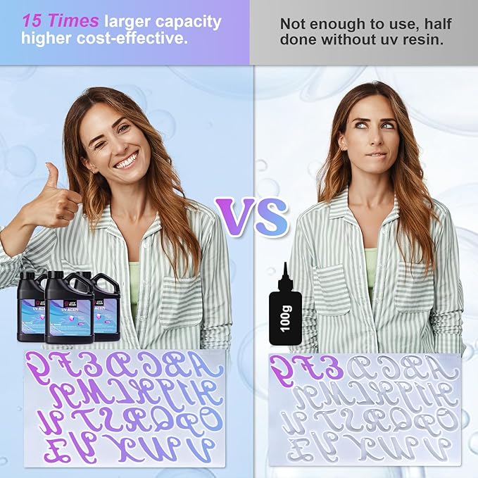 LET'S RESIN UV Resin, 1500g Odorless, Low Shrinkage, Clear Ultraviolet Epoxy Resin with Silicone Measuring Cups, for Jewelry, Molds, Craft Decoration