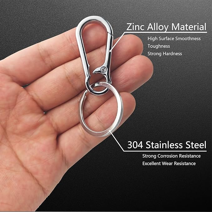 Keychain Clip Bulk with Key Ring, Heavy Duty Key Chain Holder with Stainless Steel Ring, Durable Metal Keychains