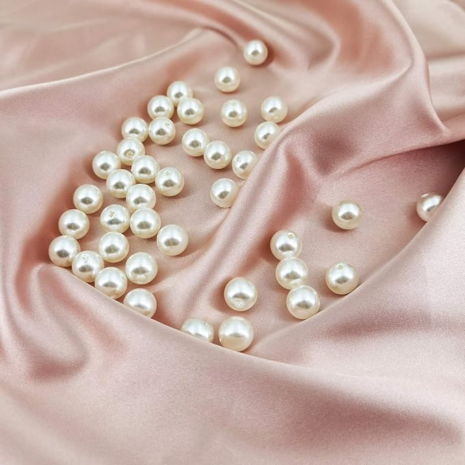 INSPIRELLE 600pcs 10mm Ivory Art Faux Pearl Beads ABS Round Loose Spacer Beads for DIY Craft Necklaces Bracelets Jewelry Making