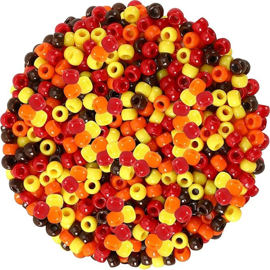UPINS 1200 Pcs Fall Pony Beads - Autumn Colored DIY Crafts Supplies