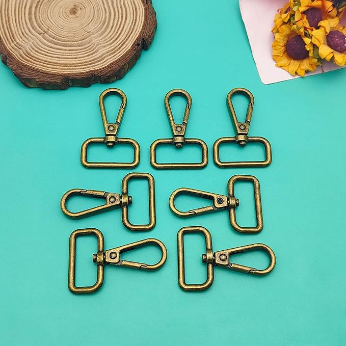 12pcs Swivel Clasps 1" D Ring Lobster Clasp Claw Metal Swivel Snap Hook for Push Gate Snap Hooks Trigger Clips Keychain Lanyard,Jewelry,DIY Crafts Supplies(Antique Bronze, 1inch Inside Diameter)