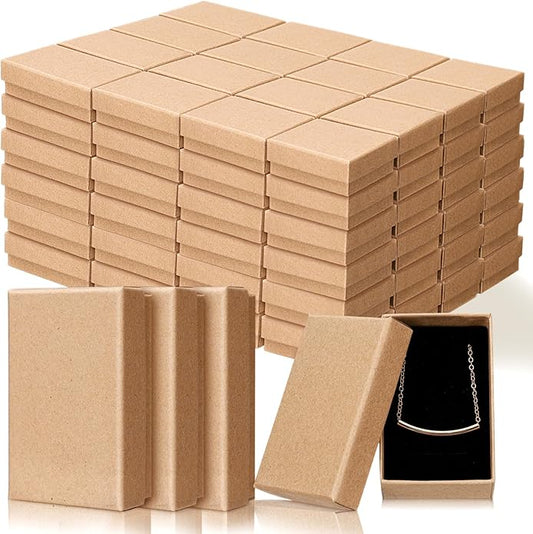 Tenceur 100 Pcs Valentines Jewelry Gift Boxes Bulk Kraft Jewelry Cardboard Box for Necklace Earring Bracelet Storage Package