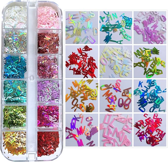 AddFavor 4 Boxes Nail Glitter Sequins Kit Mixed Shape Holographic Butterfly Flower Round Heart Nail Art Flakes for Women Body/Face/Hair/Acrylic Nails Decoration Designs Accessories