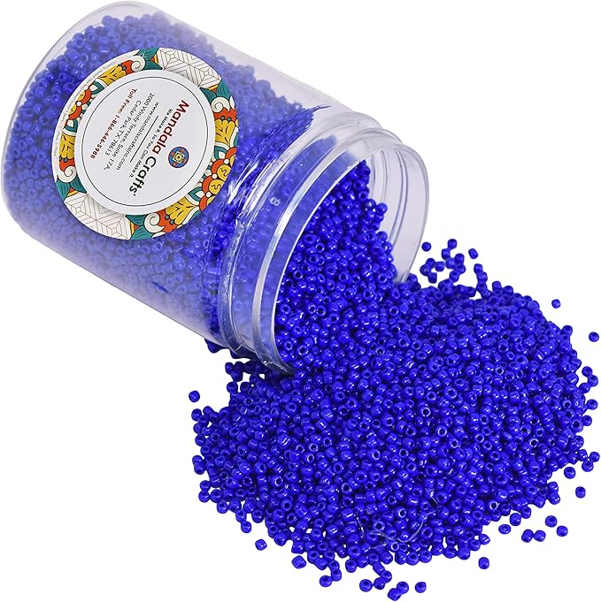 Mandala Crafts 11/0 Glass Seed Beads for Professional Beadwork, 13000 Blue Glass Beads