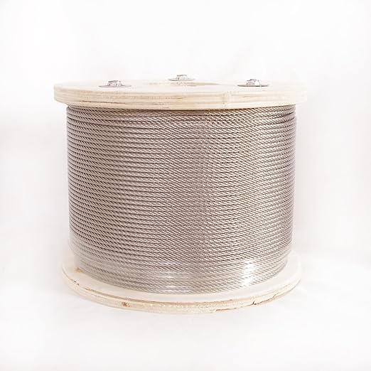 1/8“ Wire Rope 500 Ft,316 Stainless Steel Cable,Aircraft Cable,Steel Wire,7x7 Strand Core,1600 lbs Breaking Strength for Outdoor,Yard and Crafts