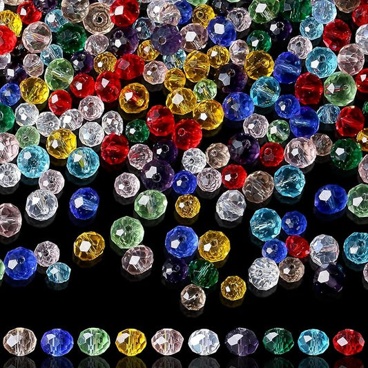 1000Pcs Glass Crystal Beads for Jewelry Making Bracelets Necklace Earring DIY Faceted Shape Decor Loose Rondelle Beads Colorful Assorted Suncatcher Glass Beads for Crafts 6mm 8mm Fresh Color