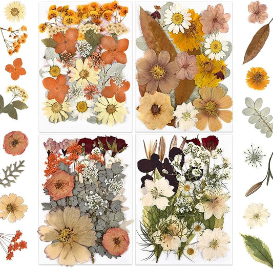 DALARAN 95Pcs Fall Dried Pressed Flowers for Resin Molds Real Pressed Flowers Dry Leaves Kit for Art Crafts Resin Jewelry Making Scrapbook Supplies Card Making Soap Candle DIY