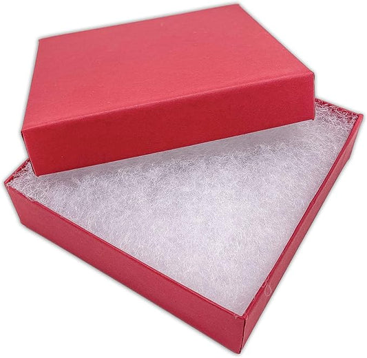 TheDisplayGuys - 100-Pack #33 Cotton Filled Cardboard Paper Jewelry Boxes Gift Case - Matte Red (3.5" x 3.5" x 1.0") - for Shipping or Storage