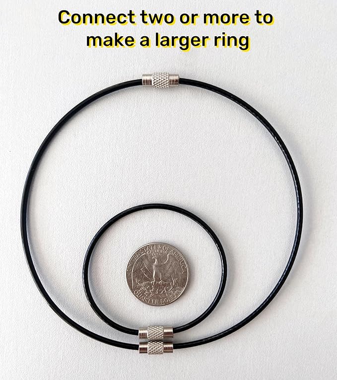 CrocSee Pack (20) Stainless Steel Wire Keychains Cable, Key Chain Rings, Heavy Duty Luggage Tags Loops Tag Keepers 2mm Twist Barrel (Cable Length: 6 inches)