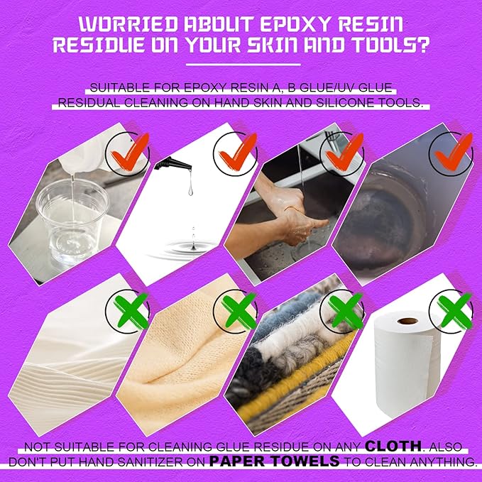 Puduo Resin Cleaner Water Softener, Epoxy Resin Remover, Resin Remover Tools, Cleaner for Epoxy Resin, UV Resin, Resin Molds, 8 OZ Epoxy Hand Scrub Cleaner/Hand Soap (32 OZ)
