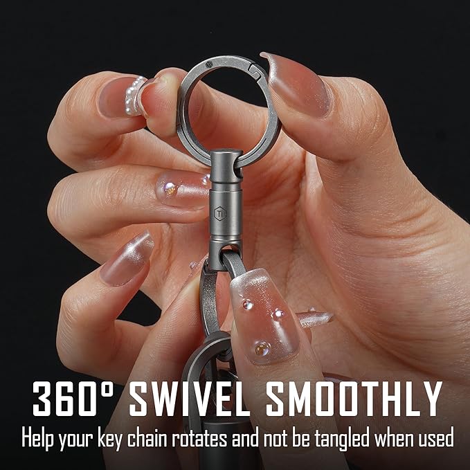 KeyUnity Detachable Key Ring Connector, Double-end Swivel Keychain Titanium Rotatable Key Organizer Linker for Carabine