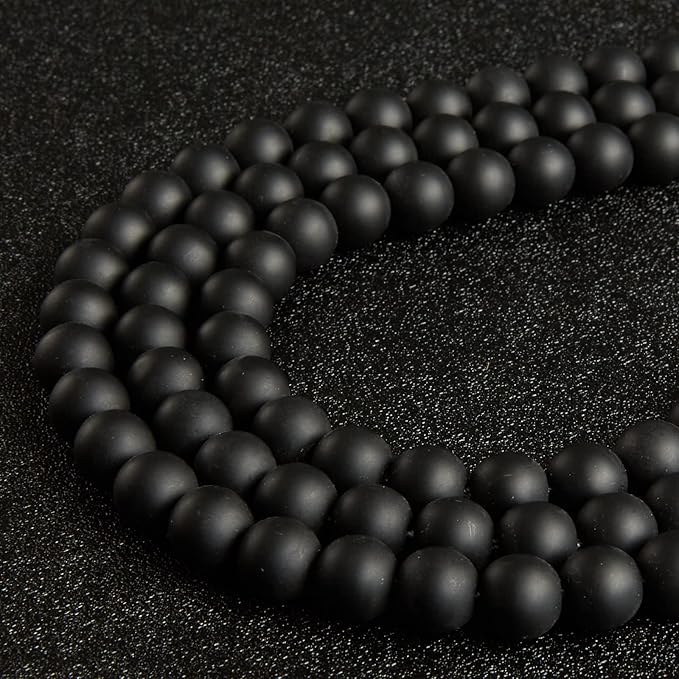 100pcs 8mm Matte Black Beads Natural Gemstone Beads Round Loose Beads for Jewelry Making