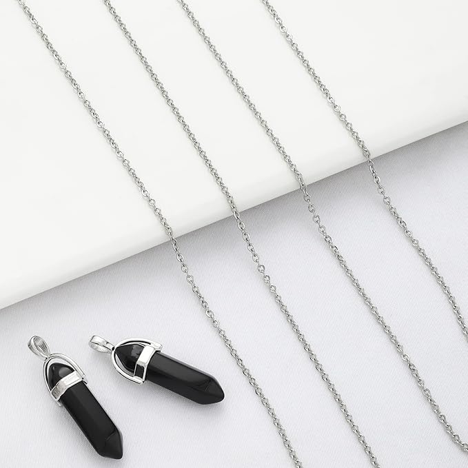 24 Pcs 16" 2mm Stainless Steel Necklace Link Cable Chain Lobster Clasp Bulk for DIY Jewelry Making Supplies Accessories