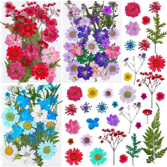 Thrilez 100Pcs Dried Pressed Flowers for Resin Crafts, Small Dried Flower Natural Herbs Pressed for Scrapbooking Greeting Card DIY Bookmark Resin Epoxy Accessories Nails Decor Soap and Candle Making