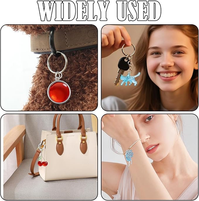 40Pcs UV Resin Keychain Molds – All-in-One Craft Supplies for Personalized Keychain Jewelry Making with 15 Designs (Animals, Flowers), Metal Molds, 20 Keyrings & 40 Jump Rings